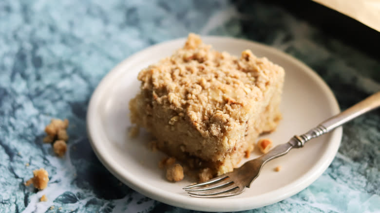 Square of hazelnut coffee cake