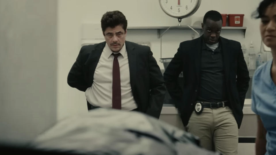 Benicio del Toro and Ato Essandoh in Reptile