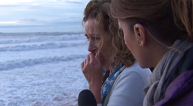 Ms Silk was devastated to find up to 25 metres of her property had been washed out to sea during the wild weather. Photo: 7News