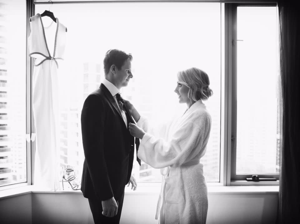 The lovebirds getting ready for the 2015 Allan Border Medal. Source: Getty