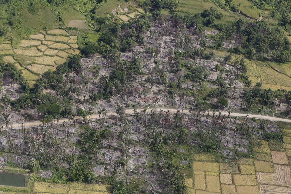 A burnt Rohingya village near the town of Maungsaw, Rakhine State in western Myanmar, on Nov. 12, 2017.