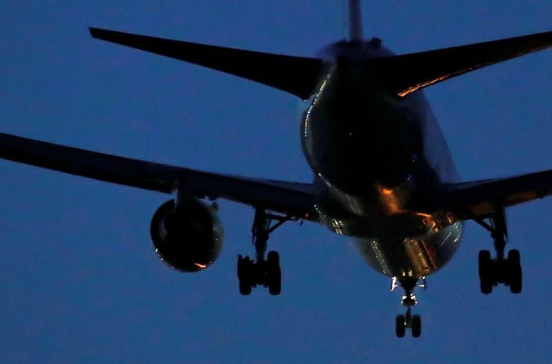 A view of the burst tire of a Boeing 767 aircraft flown by Air Canada, as it makes an emergency landing at Madrid's Barajas Airport