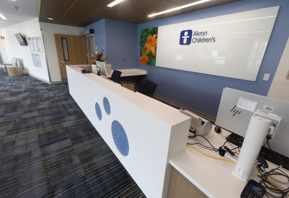 The check-in area at the new Akron Children’s Behavioral Health center in Canton.