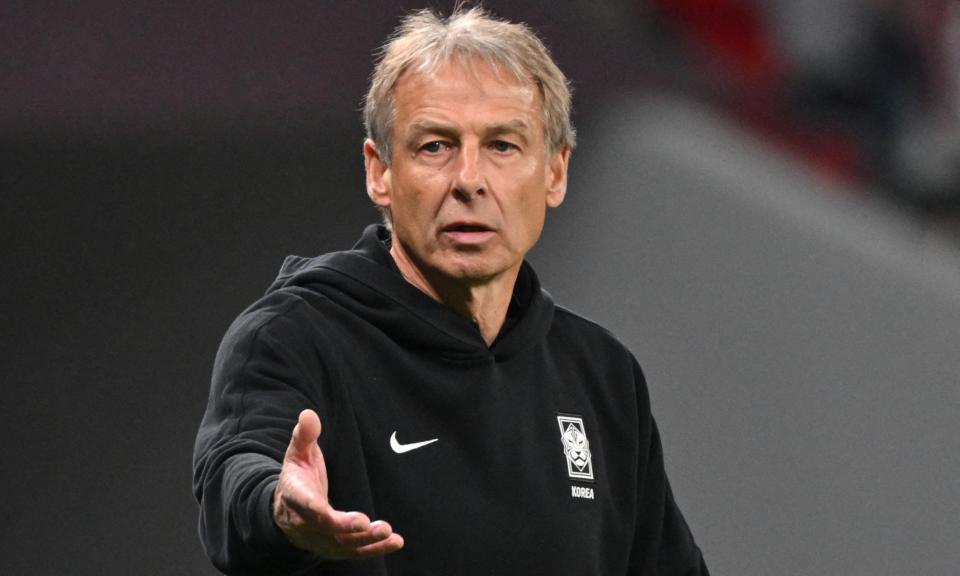 <span>Jürgen Klinsmann was manager of <a class="link " href="https://sports.yahoo.com/soccer/teams/south-korea/" data-i13n="sec:content-canvas;subsec:anchor_text;elm:context_link" data-ylk="slk:South Korea;sec:content-canvas;subsec:anchor_text;elm:context_link;itc:0">South Korea</a> for only a year before they lost to Jordan in the Asian Cup semi-finals.</span><span>Photograph: Héctor Retamal/AFP/Getty Images</span>