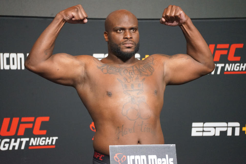 LAS VEGAS, NV - NOVEMBER 18: Derrick Lewis weighs in for their UFC Vegas 65 bout on November 18, 2022, at the UFC APEX in Las Vegas, NV. (Photo by Amy Kaplan/Icon Sportswire via Getty Images)