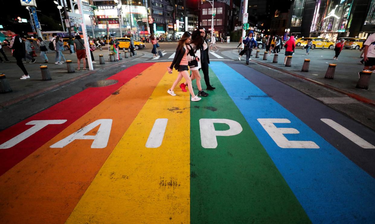 <span>With cross-strait marriages between Chinese and Taiwanese couples overseen by the government, many same-sex couples are stuck in limbo.</span><span>Photograph: Ritchie B Tongo/EPA</span>