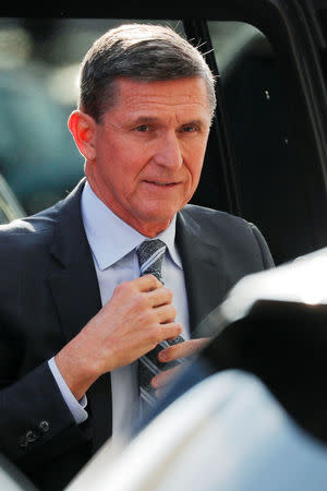 Former U.S. National Security Adviser Michael Flynn arrives for a plea hearing at U.S. District Court, where he pleaded guilty to lying to the FBI about his contacts with Russia's ambassador to the United States, in Washington, U.S., December 1, 2017. REUTERS/Jonathan Ernst