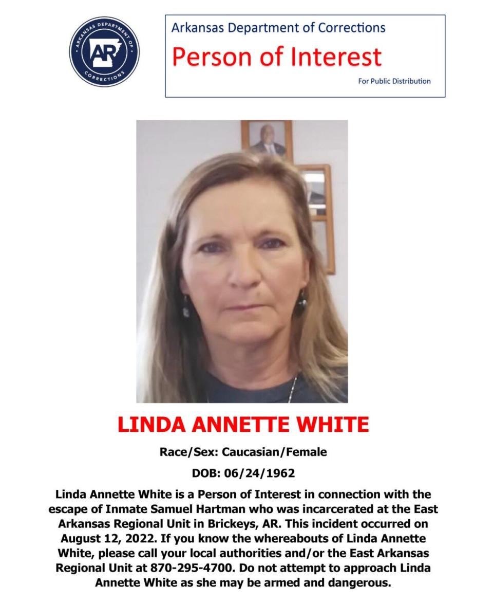 Linda Annette White is one of two women wanted by authorities who may have helped an escapee.