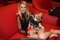 <p>Tara Reid snuggles up with her dogs at the release of her new movie <i>Attack of the Unknown</i> at Galaxy Theatres Boulevard Mall on Friday in Las Vegas. </p>