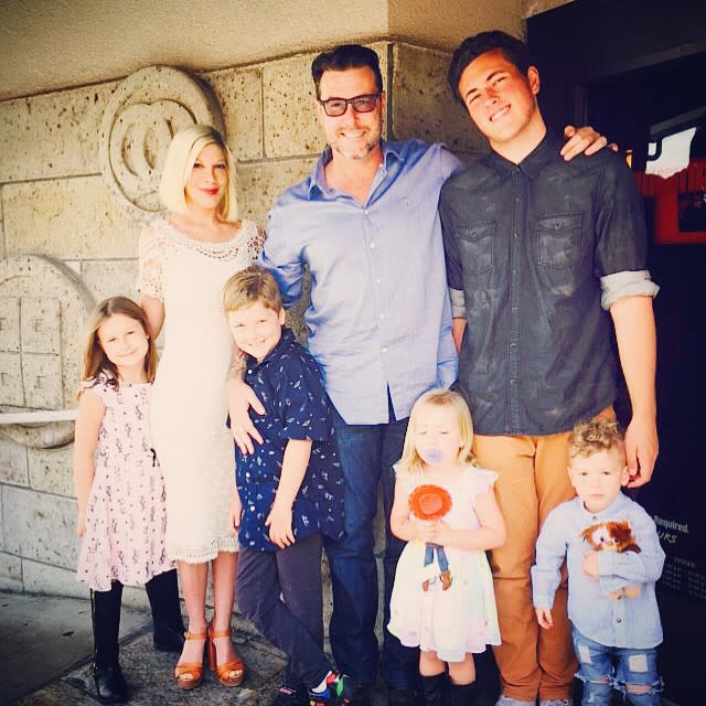 Drama? What drama? Despite the infidelity and marital woes -- and even a recent trip to the hospital -- Tori Spelling is celebrating her ninth wedding anniversary with the man she calls "the love of my life," hubby Dean McDermott. What does that mean? Lots of PDA and Instagram posts, naturally. She may be madly in love, but Tori didn't tip-toe around the fact that she and Dean are in the middle of rebuilding their marriage. The 41-year-old actress-turned-reality-star used a slew of pointed hashtags on this sweet pic from a trip to Fiji, including #TogetherWeMade4Blessings, #MistakesAreMomentsIfWeDontLetThemDefineUs and #Forgiveness. <strong>NEWS: Tori Spelling Rushed to Hospital After Falling on a Hibachi Grill at Benihana</strong> Tori didn’t stop there, later posting a quote and captioning it with even <em>more</em> hashtags, like #OurJourney, #LoveAndAlotOfTherapyConquersAll and #Committed. Those are basically long-winded ways of saying "haters gon hate." We get it, but damn, girl -- go easy on the #! On Thursday evening, Tori and Dean were on hand to support Ian Ziering's Pet Project to raise awareness for Canine Companions for Independence, and Dean revealed to ETonline that he and his wife spent the day looking "at a couple of houses." "We just spent time together, just the two of us," he said, adding that they had dinner plans afterward. "That's when the good things happen." "True love really does conquer all. It does," Tori said at the event. "In the end, love wins." Tori has been doubling down on public support of her husband lately, turning out for his <em>The Gourmet Dad</em> book signing at The Grove in L.A. and sharing snaps of the whole clan from Easter and a spring break "staycation" in Palm Springs. There is one place we won't be seeing any PDA from Tori and Dean -- on TV. If the mom-of-four's reality show <em>True Tori</em> returns to Lifetime for season three, Dean won't be a part of it. <strong>NEWS: Tori Spelling Admits to Cheating: Dean and I Had Sex the First Night We Met</strong> Last December, ET caught up with Tori, who explained that her man isn’t comfortable having his personal life scrutinized on camera any longer. "The journey has definitely been cathartic for me," she told ET. "My husband and I have different views. For him, he kind of wanted his privacy back. For me, I enjoyed the process." Even if we don't spot Dean on the reality show, we know we'll still see plenty of him on his wife's Instagram feed! <em>Rosalyn Oshmyansky contributed to this report. </em> Watch Tori talk about the future of <em>True Tori</em> in the video below.