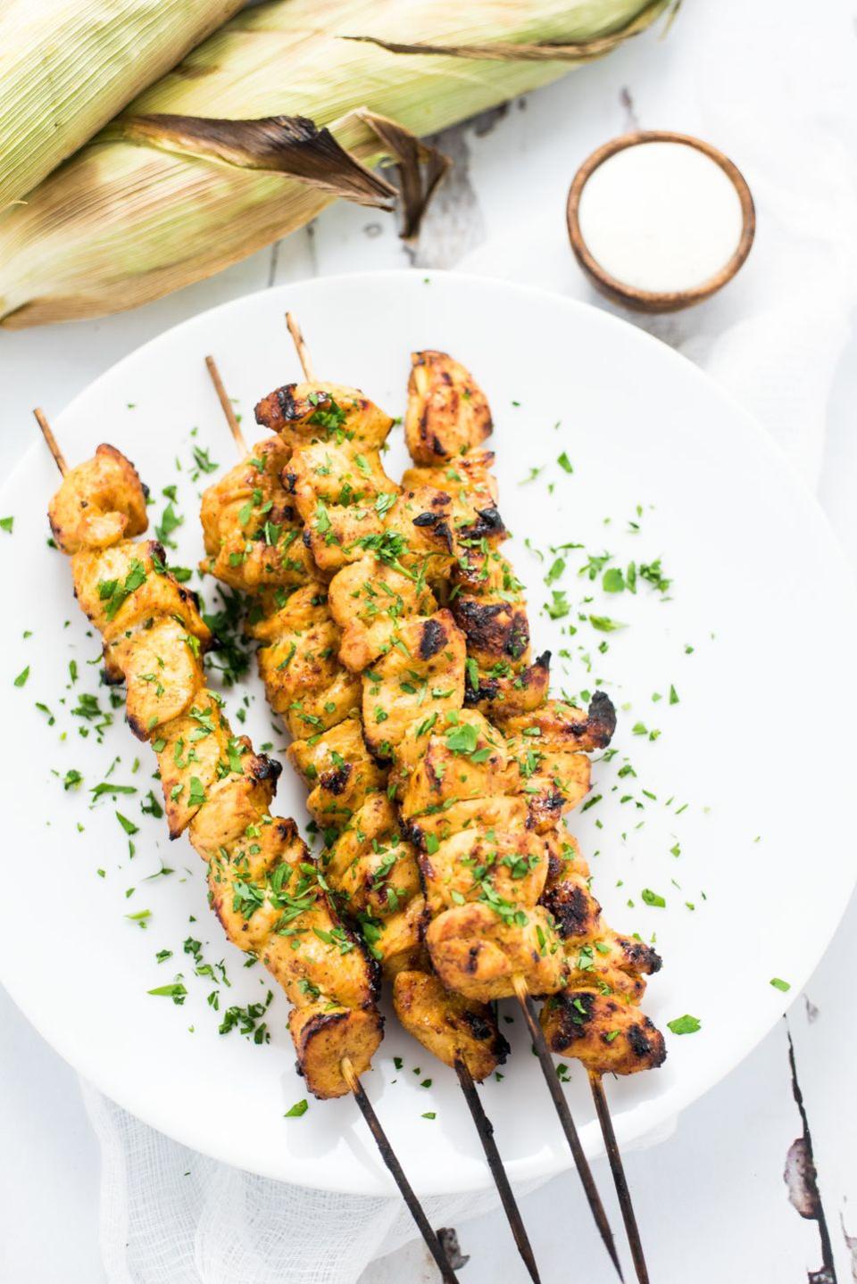 Grilled Mango Curry Chicken Skewers