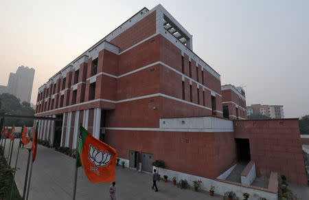 People walk inside the premises of Bharatiya Janata Party (BJP) headquarters in New Delhi, December 11, 2018. REUTERS/Anushree Fadnavis/Files