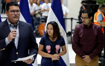 Tania Avalos arrives at Monsenor Oscar Arnulfo Romero International Airport in San Luis Talpa