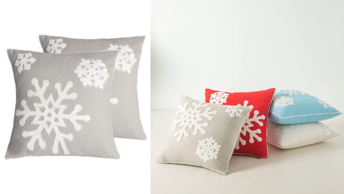 Winterize your throw pillows with these snowflake covers.