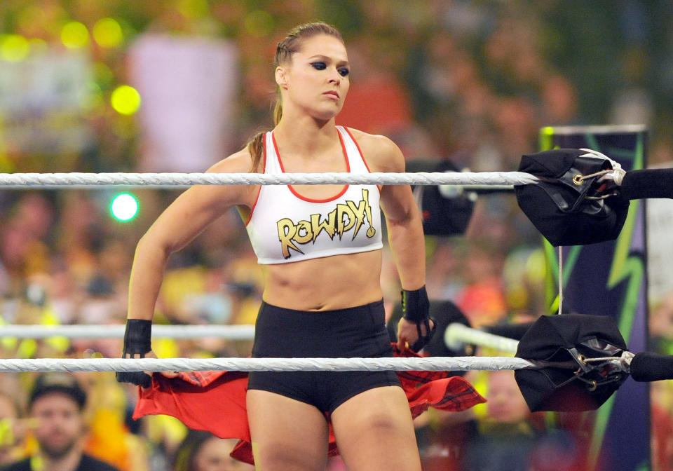 Ronda Rousey in the WWE ring.