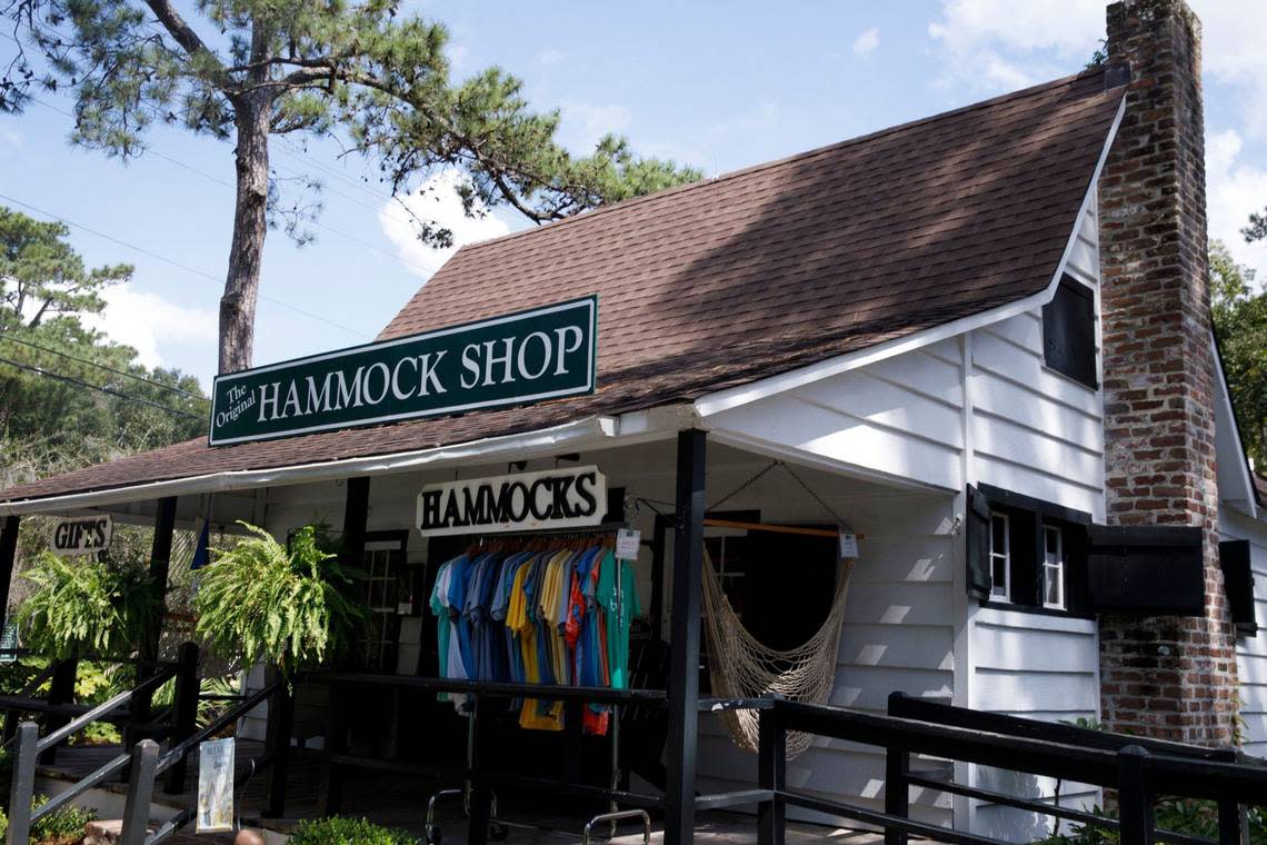 The Pawleys Island Original Hammock Shop opened in 1935 by the family of riverboat captain Joshua John Ward who pioneered the use of spreader bars for rope hammocks. Aug. 30, 2024.