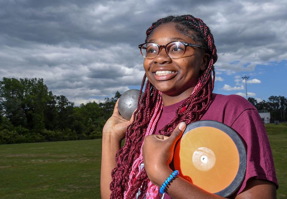Westside High School sophomore Ayanna Hunt has state titles, four AAU National titles in the discus and shot put, and aims for more this year. 