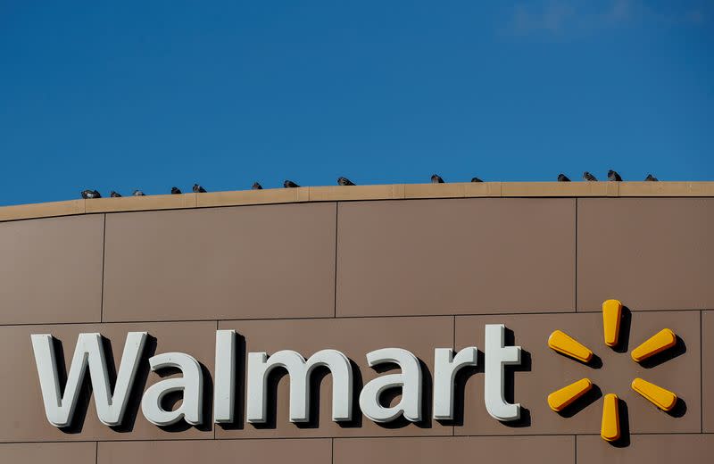 FILE PHOTO: Walmart's logo is seen outside one of the stores in Chicago