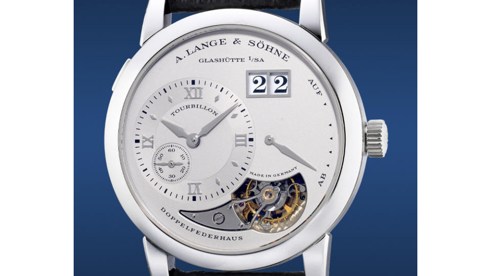 A. Lange & Söhne Ref. 704.025 platinum tourbillon wristwatch - Credit: Phillips Hong Kong