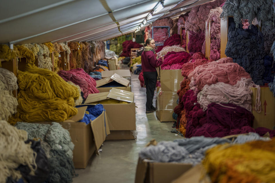 Wools are stored in the attic at the Royal Tapestry Factory in Madrid, Spain, Friday, Nov. 30, 2023. Since its foundation in 1721, the Royal Tapestry Factory of Madrid has not stopped producing. It was Philip V, then King of Spain, who had the factory built with the help of Catholic craftsmen from Flanders to replace the lack of private initiative that existed at the time. (AP Photo/Manu Fernandez)