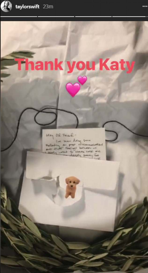 The pair have buried the hatchet after Katy sent this handwritten apology to Taylor. Source: Instagram/TaylorSwift