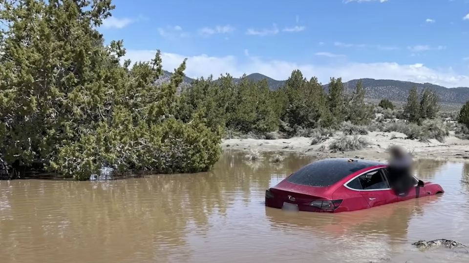 tesla model 3 crashed in puddle while using fsd beta