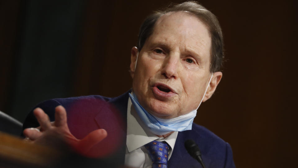 Sen. Ron Wyden, D-Ore., speaks during a Senate Intelligence Committee nomination hearing in May. Andrew Harnik/Pool via AP)