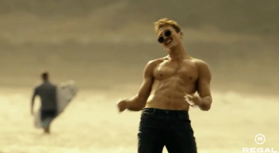 Goose's son dancing on the beach in Top Gun Maverick