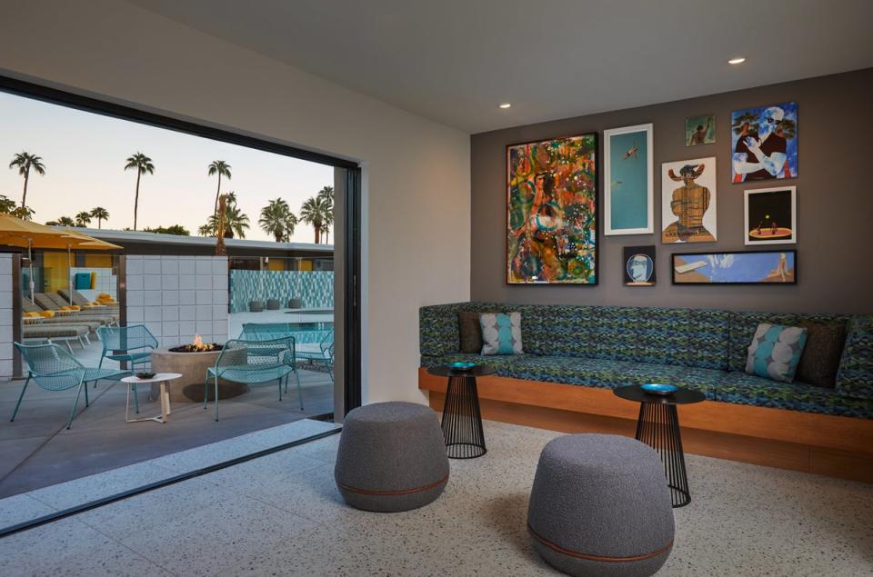 Sleek interiors spill onto a trendy poolside area at Twin Palms (John Ellis)