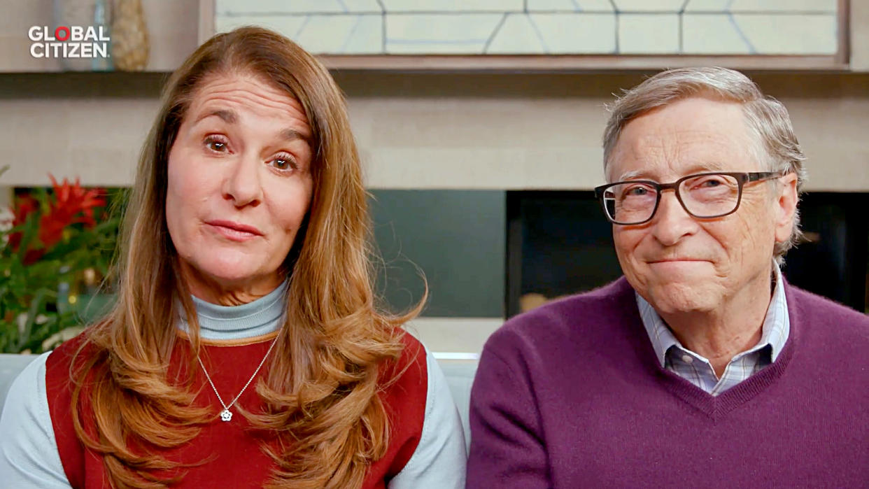 UNSPECIFIED LOCATION - APRIL 18: In this screengrab, (L-R) Melinda Gates and Bill Gates speak during 