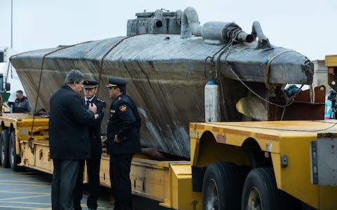 Spanish officials seized the submarine earlier this week - Credit: LALO R. VILLAR/AFP