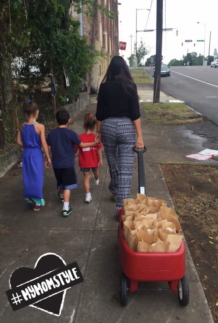 The author and her kids hit the streets of Birmingham. (Photo: Jaime Primak Sullivan)