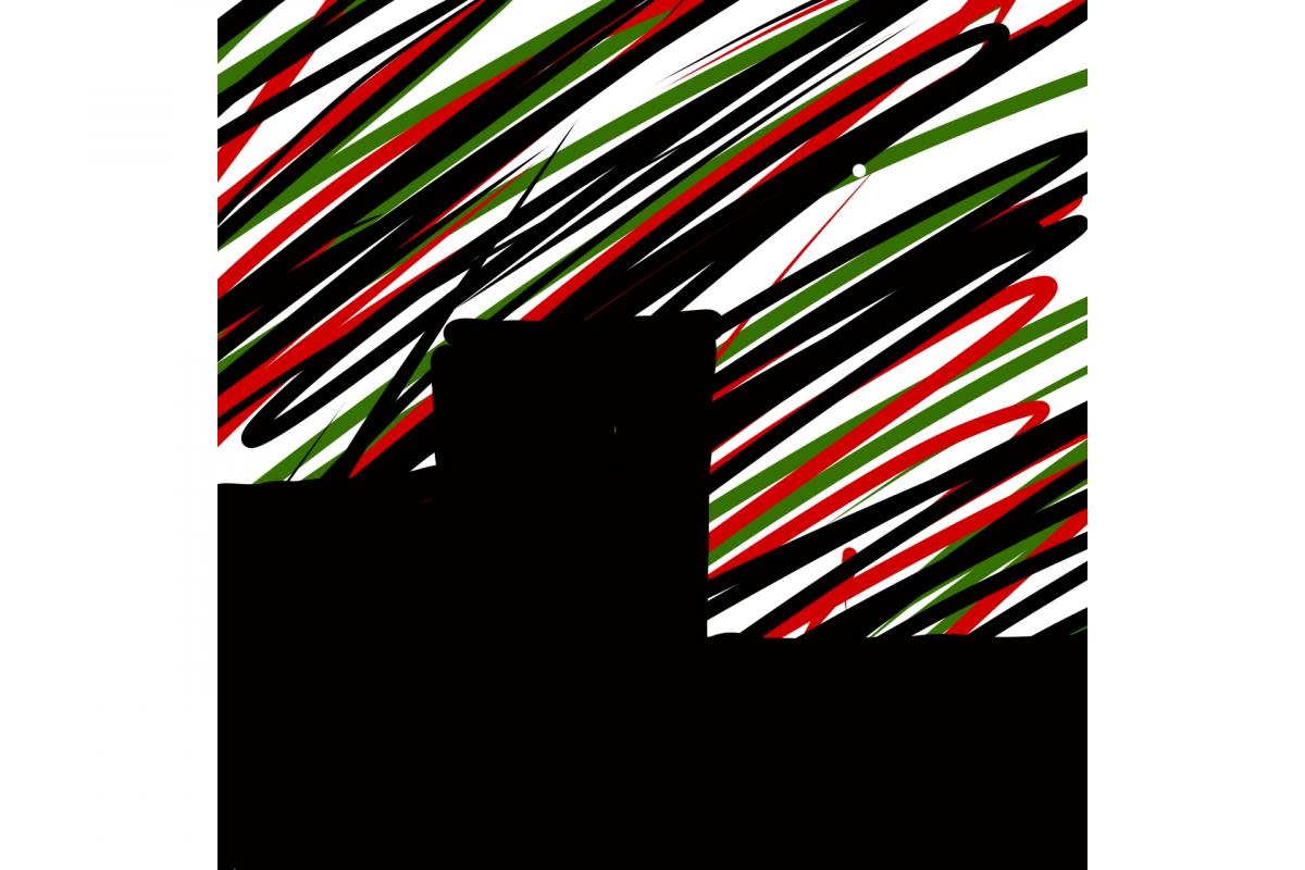 Artwork based on the flag colours of Sudan and Palestine <i>(Image: Lola Shearer)</i>