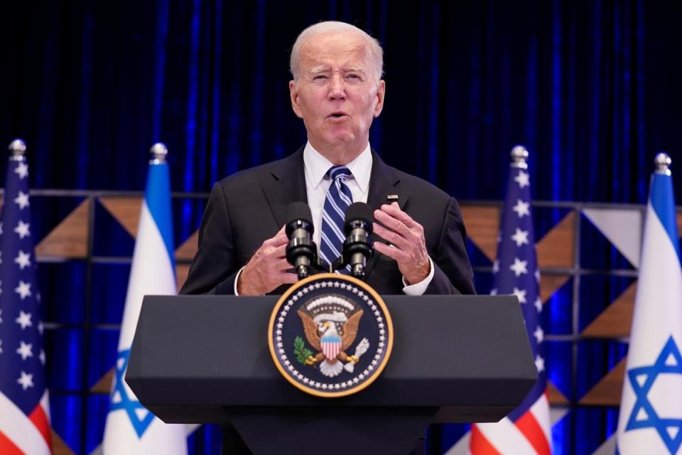 President Biden gives a speech in Tel Aviv (AP)