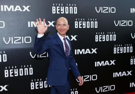 CEO of Amazon.com Jeff Bezos arrives for the world premiere of "Star Trek Beyond" at Comic Con in San Diego, California U.S., July 20, 2016. REUTERS/Mike Blake