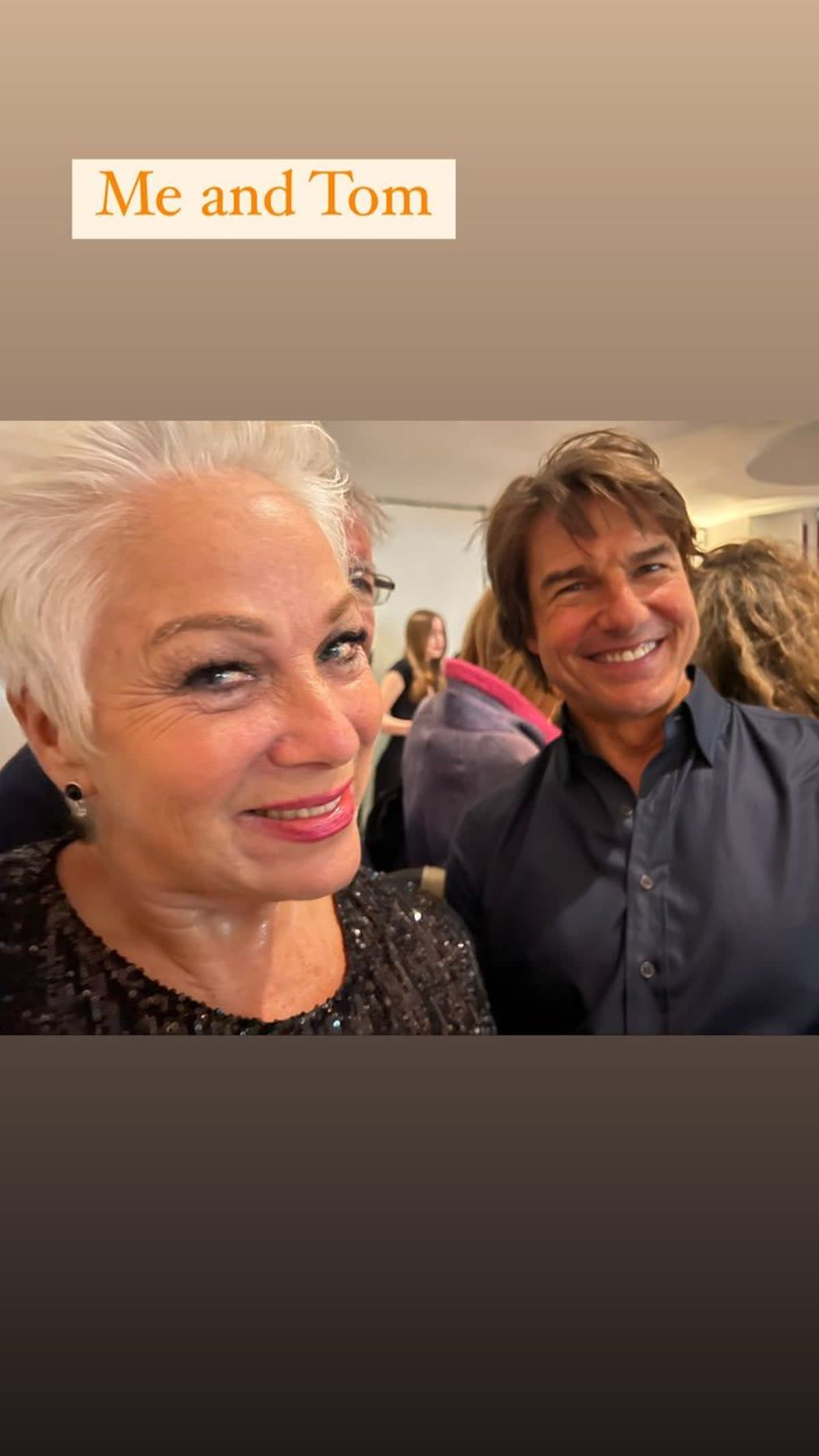 Welch shared a selfie with Cruise on the night (Denise Welch/Instagram)