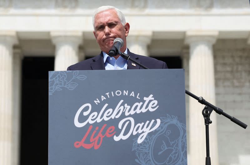 Former U.S. Vice President Mike Pence addresses the "National Celebrate Life Day Rally", in Washington