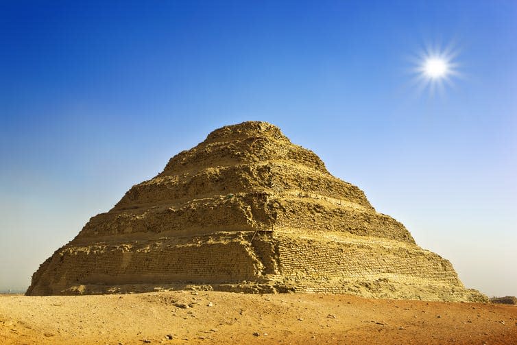 <span class="caption">With our hunting prey gone, we were forced to invent civilisation.</span> <span class="attribution"><a class="link " href="https://www.shutterstock.com/image-photo/egypt-sakkara-step-pyramid-king-djoser-109821740" rel="nofollow noopener" target="_blank" data-ylk="slk:WitR/Shutterstock;elm:context_link;itc:0;sec:content-canvas">WitR/Shutterstock</a></span>