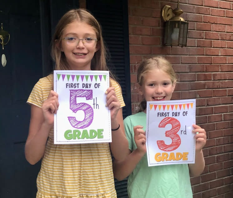 Fairfax parent Tracy Compton says both daughters, Lucy, left, and Morgan, are behind in reading and math. Compton said Lucy had trouble getting help on the Tutor.com platform. (Courtesy of Tracy Compton)
