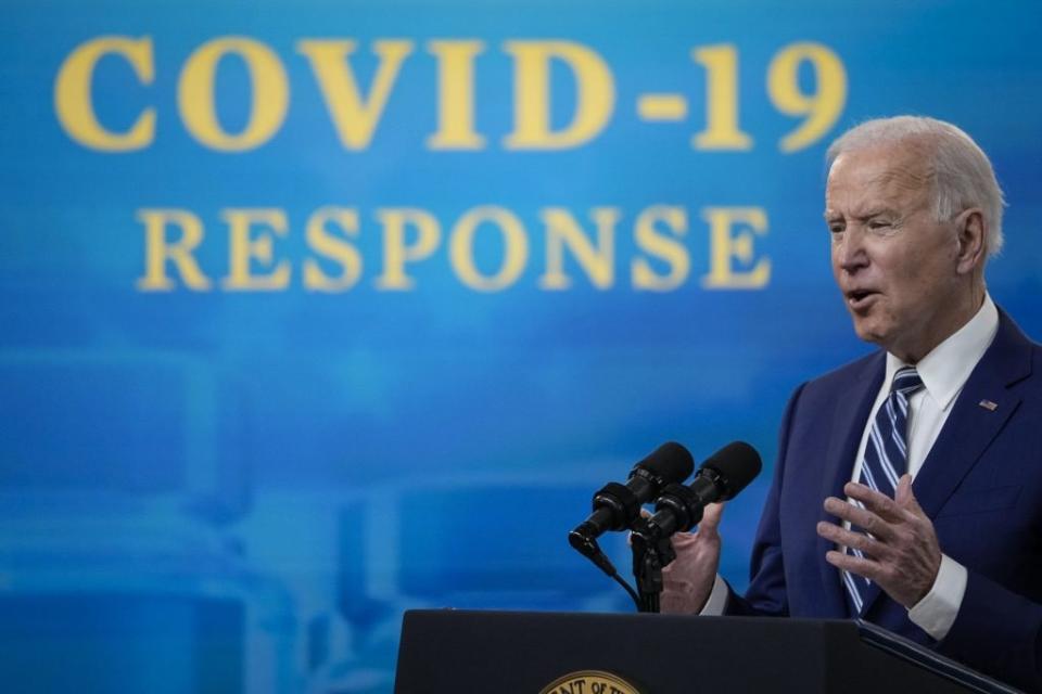 WASHINGTON, DC – MARCH 29: U.S. President Joe Biden delivers remarks on the COVID-19 response and the state of vaccinations in the South Court Auditorium at the White House complex on March 29, 2021 in Washington, DC. President Biden announced Monday that 90% of Americans will have a vaccination site within five miles of their homes by April 19. (Photo by Drew Angerer/Getty Images)