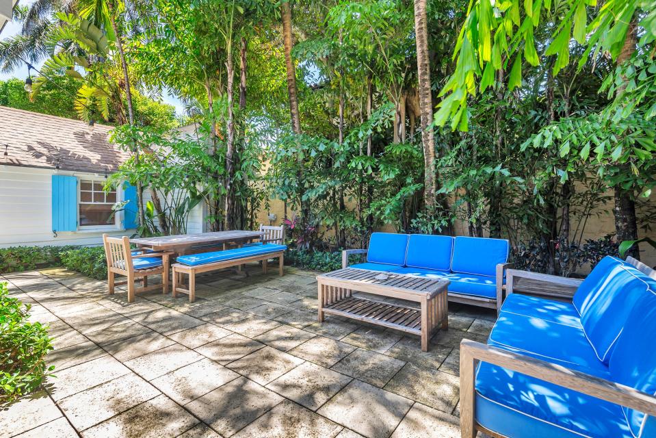 A patio is at the rear of a house at 138 Root Trail on the near North End of Palm Beach, which the late singer Jimmy Buffett bought in 2002.
