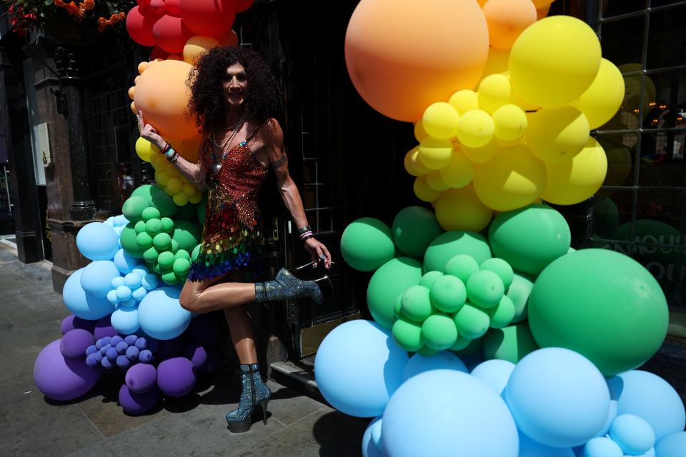 A person attends the 2024 Pride Parade in London Saturday.