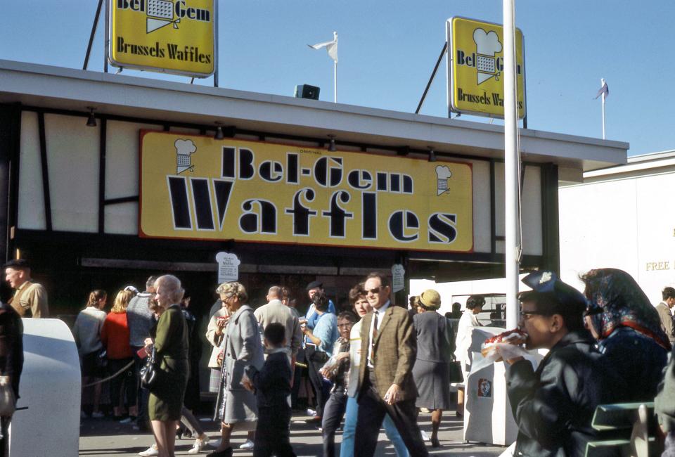 The original Bel-Gem waffles stand at the 1964 New York World's Fair