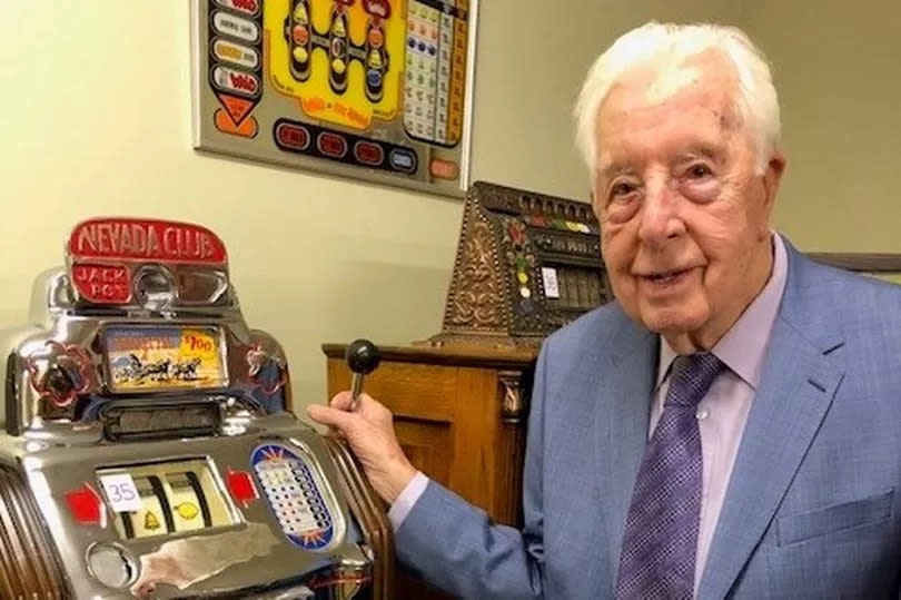 Father and son's jaw-dropping 82 amusement machines could hit auction jackpot. Ken Jackson, 89, (pictured) and his son Stewart Jackson, 49, have rescued and restored a huge array of magnificent machines to full working glory -Credit:Hansons