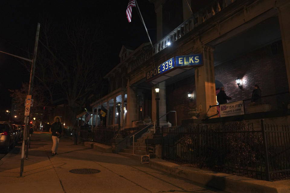 The Allegheny Elks Lodge #339 host their annual fish fry from 6-8pm every Friday during Lent on the North Side in Pittsburgh, Friday, Feb. 24, 2023. (AP Photo/Jessie Wardarski)