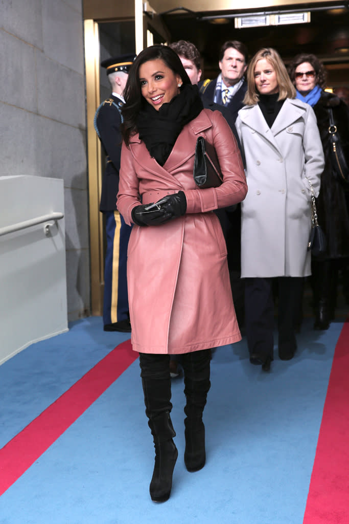 Eva Longoria was pretty in pink for the Inauguration on Monday. The night before, the former "Desperate Housewives" actress hosted the Latino Inauguration at the Kennedy Center. "Latinos played a critical role in this year's elections and helped tip the scales in President Obama's victory," said Longoria. (01/21/2013)