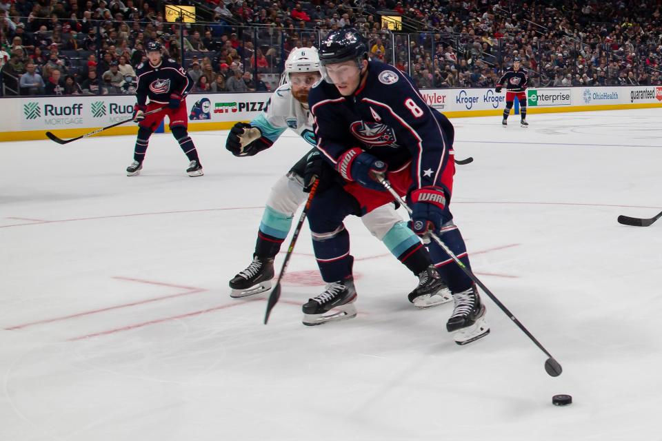 Blue Jackets defenseman Zach Werenski ranks fourth in the NHL in playing time with 26:13 per game.
