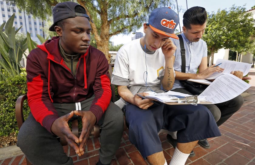 Kenneth Ferguson Jr. is interviewed at Union Station during homeless youth count last month.