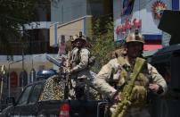 <p>Afghan security personnel arrive at the site of a suicide blast near Iraq’s embassy in Kabul on July 31, 2017.<br> A series of explosions and the sound of gunfire shook the Afghan capital on July 31, with a security source telling AFP that a suicide bomber had blown himself up in front of the Iraqi embassy. “Civilians are being evacuated” from the area as the attack is ongoing, said the official, who declined to be named.<br> (Shah Marai/AFP/Getty Images) </p>