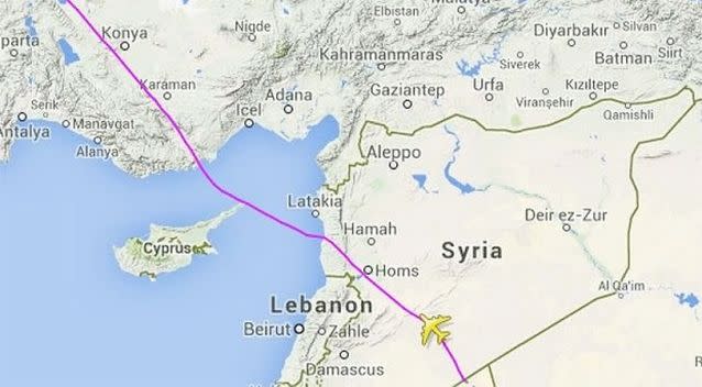 Flight tracking service Flightradar24 AB posted a flight map showing the change in the route of MH4. Photo: Flightradar24.